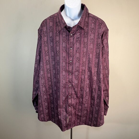 Robert Graham Men's purple and white long sleeve flip cuff shirt 3XL XXXL EUC - Picture 8 of 8
